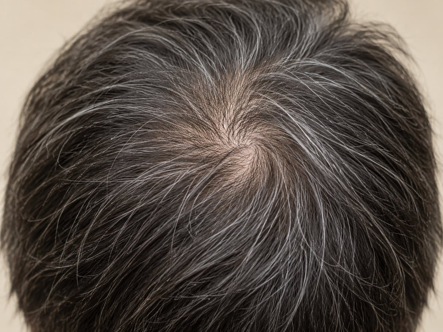 Moderate gray coverage across the scalp