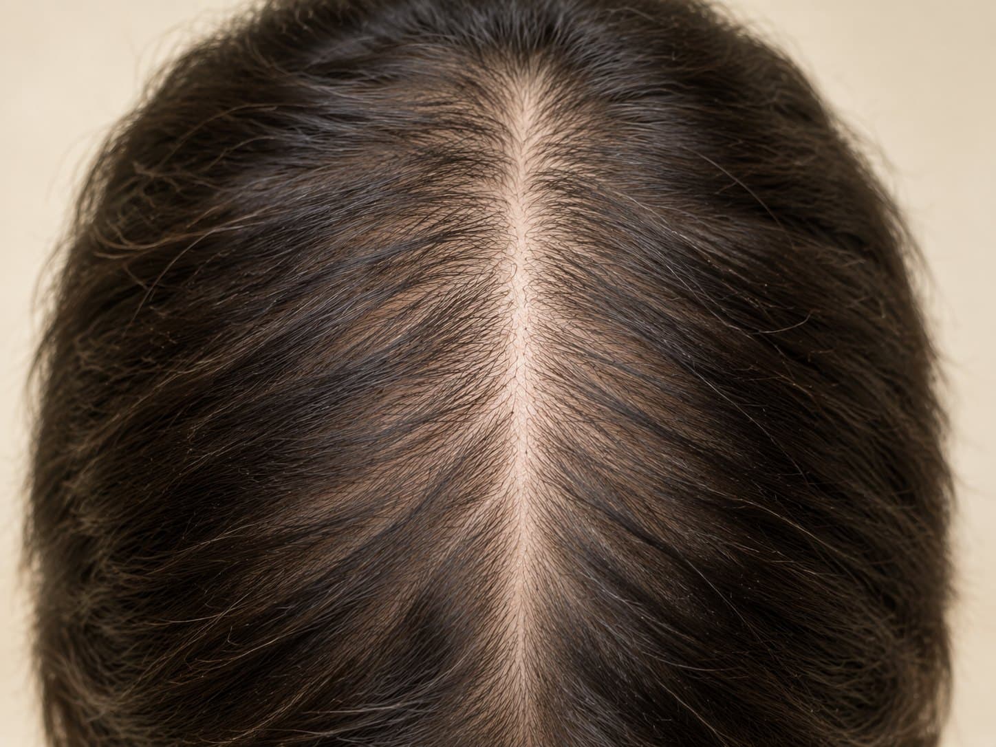 Scalp showing diffuse thinning across the top