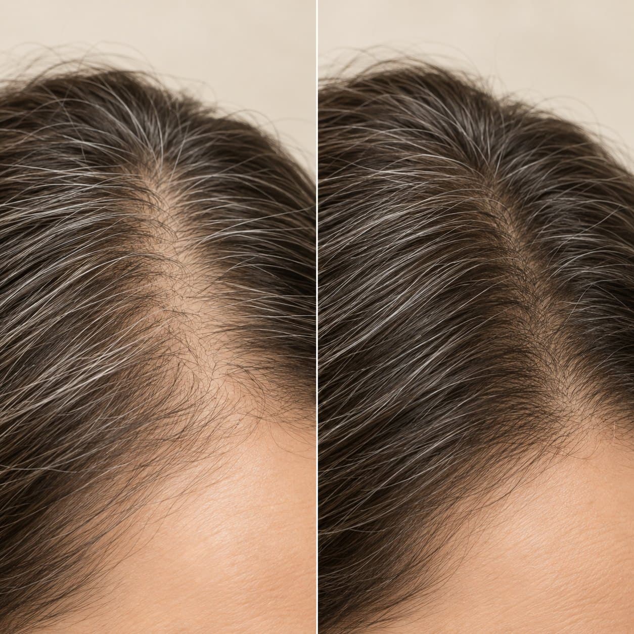 A scalp scan comparison from a baseline check-in to a later one